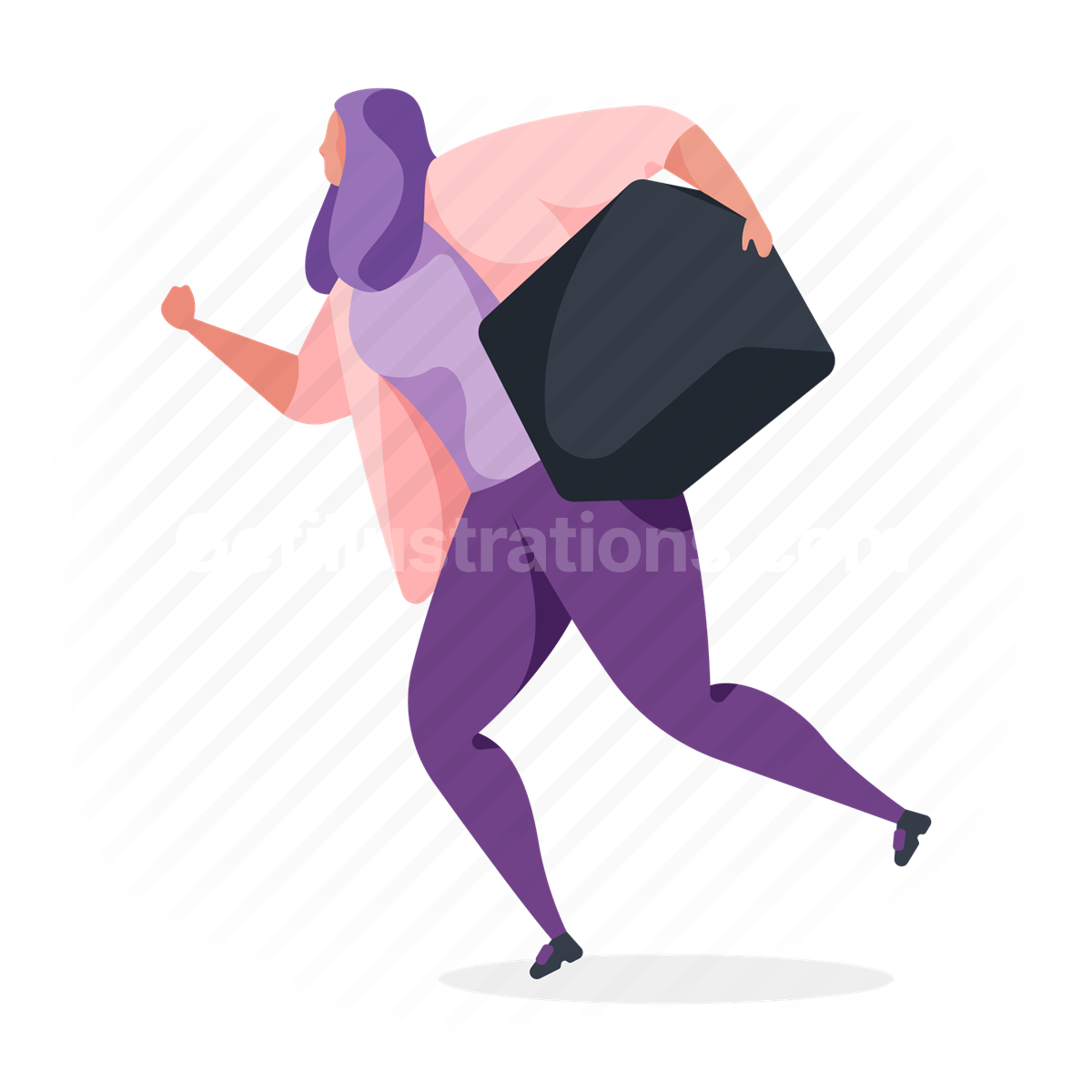 woman, package, box, carry